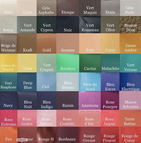 hermes box leather color|hermes leather color chart.